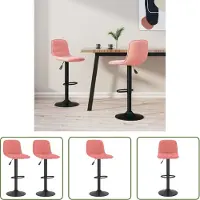 The Living Store Tabouret de bar 2 pcs. Velours rose
