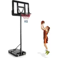 Costway Pied de basket-ball 130-305 cm réglable en hauteur, panier de basket-ball avec support & 2 roues, installation de panier pour enfants, adultes, installation de basket-ball mobile