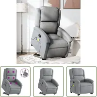 The Living Store Fauteuil de massage avec releveur Gris clair Tissu