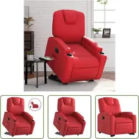 The Living Store Fauteuil relax releveur électrique rouge similicuir