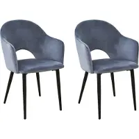 SVITA HAILEY Lot de 2 chaises de salle à manger Fauteuil de cuisine rembourré Velours gris foncé