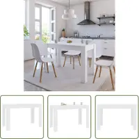 The Living Store Table de salle à manger blanche 120x60x76 cm en bois composite