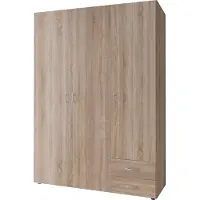Dmora Toce - Armoire 3 Portes, 120x51 cm Chêne Marron, Portemanteau