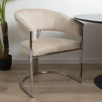 Zesso Chaise de salle à manger en velours Milton & Oldbrook Valletta Beige - Silver