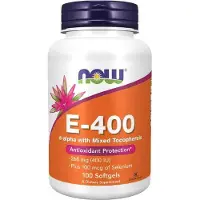 Sonstiges Vitamine E-400 Tocophérols mélangés avec sélénium 100 capsules molles Now Foods