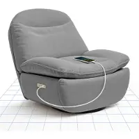FlexiSpot Fauteuil de relaxation électrique ovale XR6 avec couverture, fauteuil TV pivotant à 360° avec fonction d'inclinaison, port USB, dossier, repose-pieds, gris