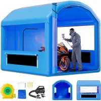 StarTech.com Cabine de peinture gonflable - Tente de cabine de peinture 3 x 2,5 x 2,5 m - Avec soufflerie 550 W - Système de filtration d'air - Toit rond - Matériau PVC - Pour pièces automobiles - Bleu