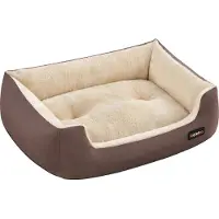 Feandrea Lit pour chien, panier pour chien avec coussin réversible, 70 x 55 x 21 cm, marron
