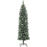Syfax Sapin de Noël artificiel mince avec support 210 cm PVC