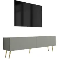 3Xeliving Meuble TV : Aloe, 140 x 52 x 32 cm, pieds dorés