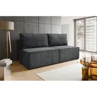 Besilio Canapé-lit deux places 192 cm Flabia - Canapé avec fonction sommeil et coffre de lit, tissu velours côtelé - gris foncé & Poso 34