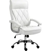 Fortuna Lai Chaise de bureau en similicuir, chaise de bureau ergonomique, chaise pivotante avec fonction bascule, réglable en hauteur, blanche
