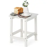 Costway Table d'appoint, Petite table de jardin en plastique résistant aux UV, table de balcon résistante aux intempéries, pour terrasse, balcon, jardin, 35,5 x 35,5 x 46,5 cm, Blanc