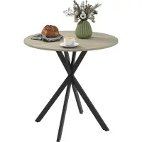 Fortuna Table à manger Lai, table de cuisine ronde pour 2 personnes de style industriel avec pieds en acier, table de salle à manger pour salle à manger, cuisine, chêne Ø80 x 75 cm