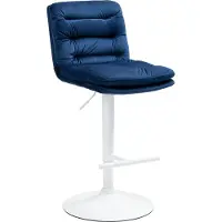 CLP Chaise de bar Damar - velours, châssis blanc - bleu