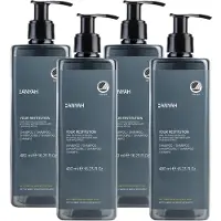 GFL Shampooing hydratant ANYAH 4 x 480ml - pour des cheveux sains et hydratés, végétalien, renforce et revitalise les cheveux - Non rechargeable