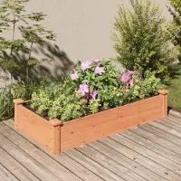 Prolenta Maison Exclusive - Jardinière surélevée avec bac intégré, couleur marron, dimensions 120x60x25 cm, en bois massif de sapin