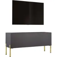3Xeliving Meuble TV : Anthracite avec pieds dorés, 100 x 52 x 32 cm