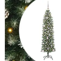 vidaXL Design Arbre de Noël artificiel élancé Vert et blanc 150 cm 2025NEU5164690