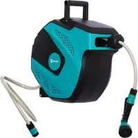 Fortuna Enrouleur mural Lai Tambour d'enroulement 15 m avec douchette multifonction pivotante à 180° Protection antigel -5 à 45 °C Plastique Vert Noir