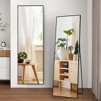UnboxG miroir sur pied noir 164x54 cm - Miroir intégral, sur pied, design moderne pour chambre à coucher, couloir ou dressing-room