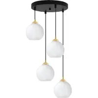 Light11 HOME Suspension Costa noir et or à 4 ampoules avec boules blanches E27 OW – suspension élégante pour un éclairage intérieur raffiné