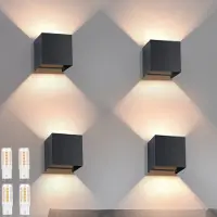 ZMH Applique murale Led 2ER Extérieur Noir Applique G9 Blanc chaud Moderne Up Down IP65 Etanche Applique extérieure Faisceau réglable Lampe de couloir