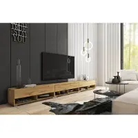 MINIO go for it , Armoire TV "ANNE", 300cm, avec éclairage LED, couleur chêne Wotan