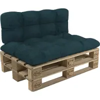Pokar Coussin pour palette avec belle surpiqûre, Taille:Set coussin d'assise 120x60 + coussin de dossier 120x60, Couleur:Vert foncé