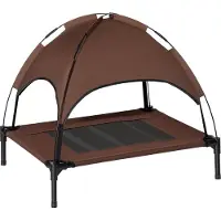 Zimilo Lit pour chien d'extérieur avec baldaquin, 76 x 61 x 73 cm, surélevé, respirant, imperméable, transportable, marron café