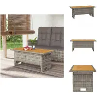 vidaXL Table de jardin Gris 100x50x43/63 cm Bois d'acacia & Poly rotin - Tables de jardin