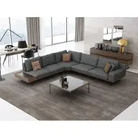 AEA Grau Sofa FormWohnzimmer Set 2tlg Couchtisch Ecksofa Luxus Polstermöbel