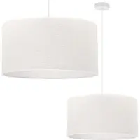 Light11 HOME Suspension En Jute Blanche 1 Abat-Jour Plat Blanc 45Cm E27