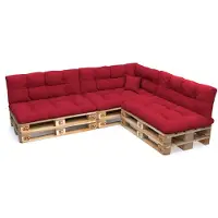 Pokar Coussin pour palette avec belle surpiqûre Garniture canapé-palette, Taille:Set de 8, Couleur:Rouge
