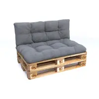 Pokar Coussin pour palette avec belle surpiqûre Garniture canapé-palette, Taille:Set coussin d'assise 120x80 + coussin de dossier 120x40, Couleur:Gris