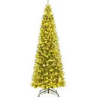Costway Sapin de Noël artificiel 360cm avec 800 lumières LED blanc chaud, 2517 pointes de branches en PVC-PE, sapin de Noël, arbre de Noël artificiel