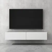 Doporro Meuble TV Bas 160x40,2x30cm Armoire TV Gris Noir Mat + Blanc Mat Table de Télévision Salon avec Portes Meuble TV Suspendu MBTV02