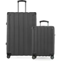Hauptstadtkoffer Q-Damm - Set de 2 valises, grande valise XL Extension + valise cabine avion valise de bord + valise à roulettes check-in, trolleys avec doubles roulettes, TSA,Graphite