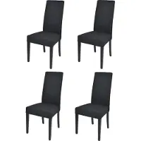 STOCK LINE t m c s Tommychairs - Set de 4 chaises modernes CHIARA pour la cuisine et la salle à manger, structure robuste en bois de hêtre laqué couleur noir, rembourrées et recouvertes de tissu couleur noir
