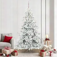 Prolenta Arbre de Noël blanc pliable, de qualité supérieure, en PVC et en acier, hauteur 210 cm