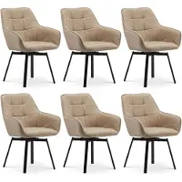 CLIPOP Chaise de salle à manger pivotante Lot de 6 en similicuir, assises rembourrées, restaurant, cuisine, crème