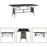 The Living Store Table de jardin Gris 170 x 80 x 74 cm Poly rotin