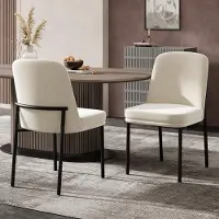 Flieks Chaises de salle à manger, lot de 2, chaises de cuisine avec coussins d'assise épais, chaises rembourrées avec pieds métalliques, chaise de salon en velours, 53 x 42,5 x 82 cm, noir