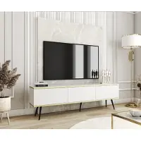 3Xeliving Armoire TV Blum Oro White 175 pieds noir - Style moderne, mode, fonctionnalité