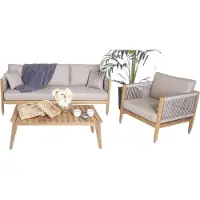 AEA Ensemble de meubles de jardin Canapé Canapé auteuil élégant Table basse en bois