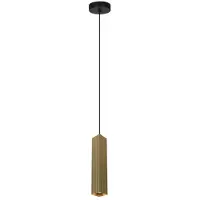 ITALUX Lampe suspendue moderne pour cuisine salon sur îlot tube carré doré rayé 1xGU10 10W TECNO