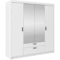 AX Living Armoire blanche avec miroir Storicos 4P 176,3 cm de large