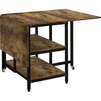 Fortuna Lai Table pliante Table à manger Roulettes 140x80cm 2-6 personnes 2 tablettes Brun rustique Acier
