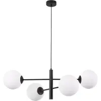 Light11 HOME Lampe à suspendre Vicenza noire à 4 flammes avec abat-jour blanc E14