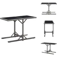 vidaXL Table de jardin anthracite 110×53×72 cm Verre et poly rotin - Tables de jardin